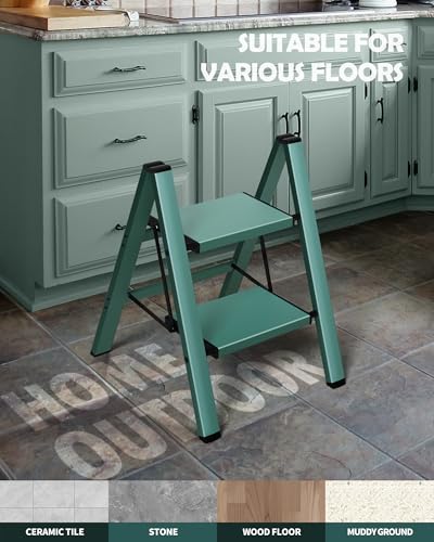 image for Taranta 2 Step Ladder,Aluminum Lightweight Folding 2 Step Stool with A