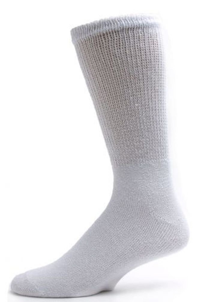 3 Pairs Men Healthy Circulation Diabetic Crew Socks (9-11 (Shoes sizes 8-10), White)