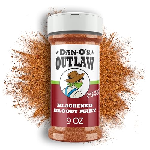 Dan-O's Outlaws Blackened Bloody Mary Seasoning, 9 oz Bottle, All Purpose Seasoning for Chicken, Seafood, Drinks, Veggies and More, Use this Spice Blend to Rim Glasses or Season Snacks