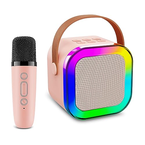 Singrace Kids Karaoke Machine,Toys for 3-16 Years Old Girls Gifts，Portable Bluetooth Speaker with Wireless Microphone for Kids，Birthday Gifts for 5 6 7 8 9 10 11 Years Teens Girl Boys(Beige 2)