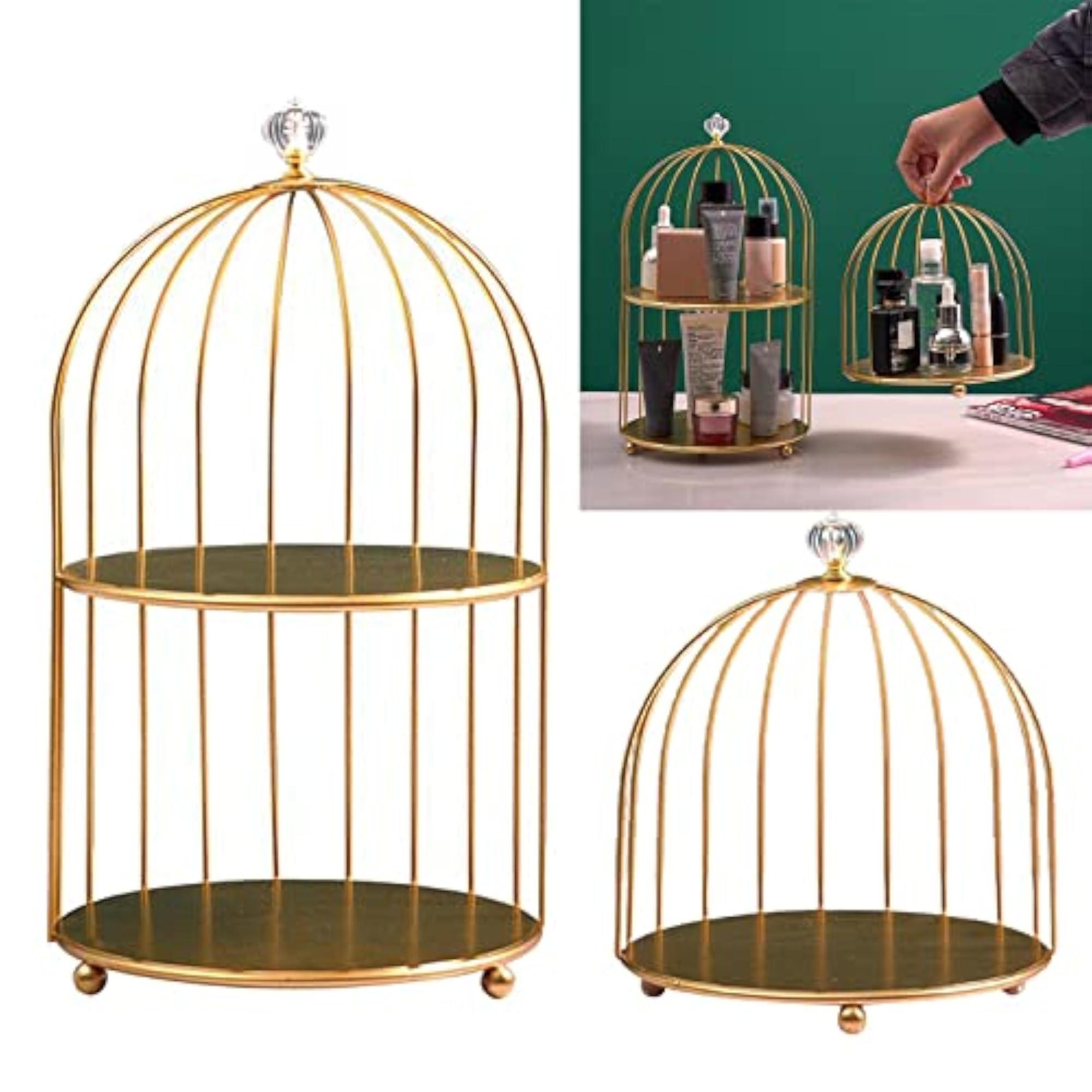 Bird Cage Desktop Perfume Organizer, Makeup Rack