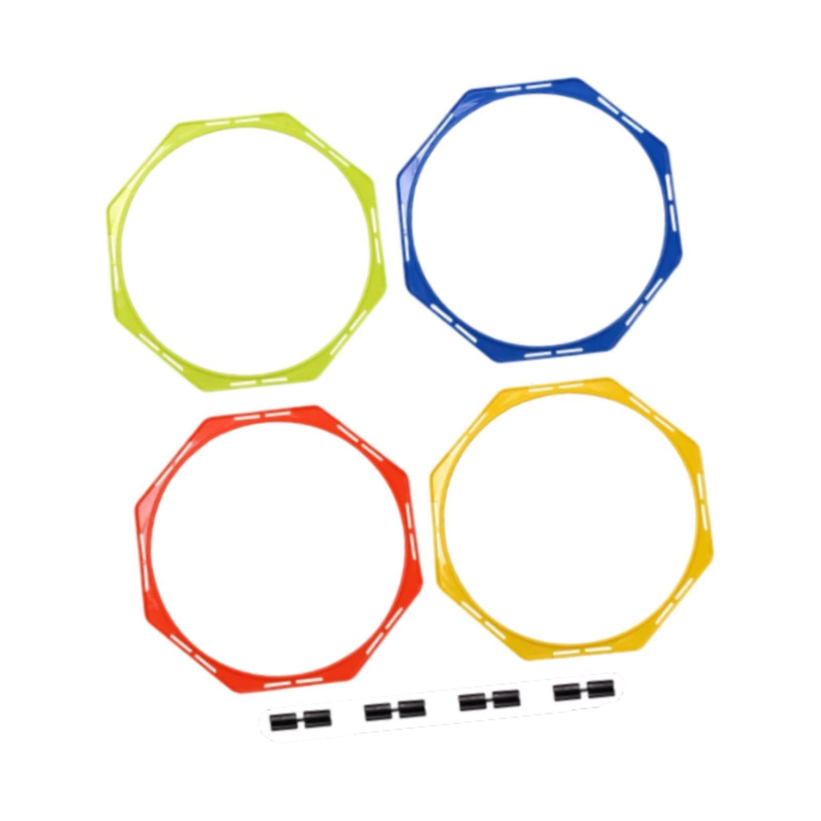 4 Anillos de, Equipo de Entrenamiento, Multiusos para Practicar Ejercicios de Juego de Pies Y Velocidad, Juegos de Fútbol.
