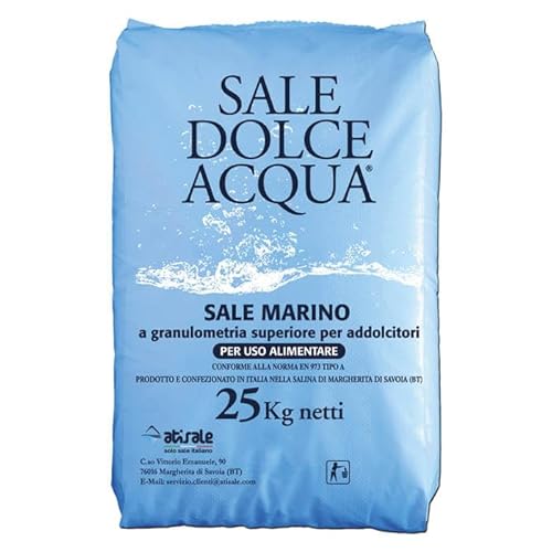 Atisale DOLCE ACQUA | Sale Granulare Alimentare IPERPURO per Acqua di Piscina e Addolcitori 25 Kg, Made in Italy - Prodotto Certificato