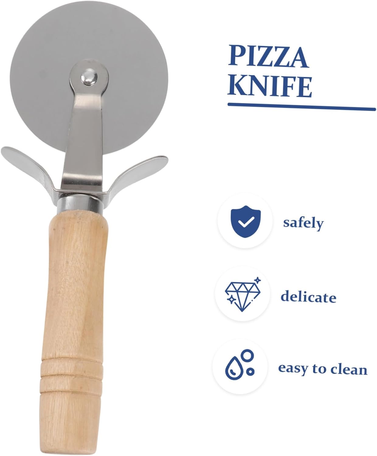 Pizza Cutter Wheel with Wooden Handle Non Stick Pizza Cutting Tool for Precise Slicing for Home Restaurant and Baking Use Easy to Clean Strong