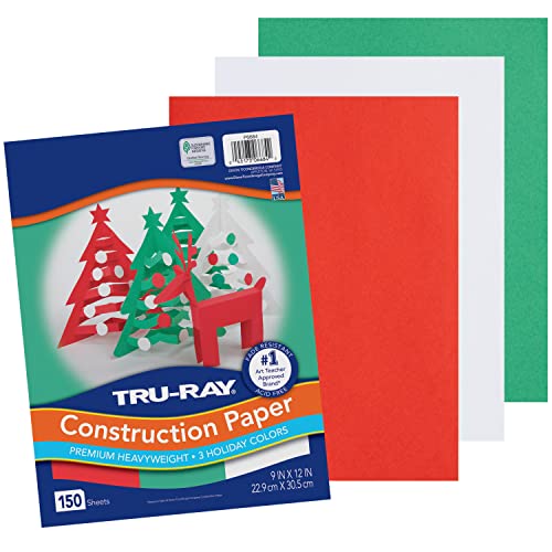 image for Tru-Ray Premium Construction Paper, Holiday Colored Paper, 3 Assorted 
