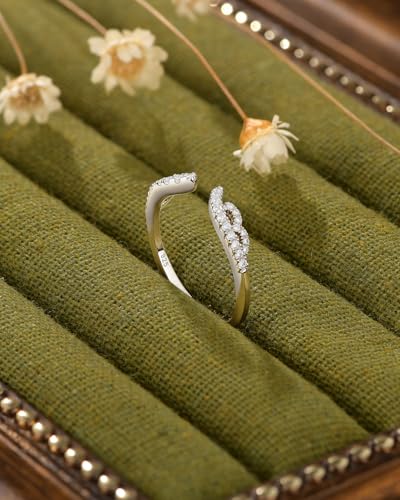 925 Sterling Silver Eternity Ring Vintage Open Curved Wedding Bands for Women Cubic Zirconia Ring Enhancers Size 5-103