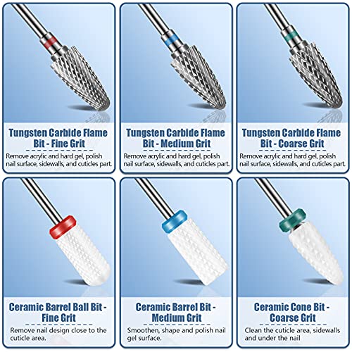 Depvko 13Pc Nail Drill Bits Set, Drill Bits For Nails, 3Pcs Tungsten Carbide Drill Bits+ 3Pcs Ceramic Efile Nail Drill Bits+ 6Pcs Diamond Drill Bits+ 1Pcs Brush, 3/32 Inch Nail Bits For Nail Drill #TOP2