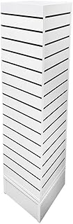 MH GLOBAL 12 Inch x 12 Inch x 54 Inch White Revolving Slatwall 4 Sided Rotating Display