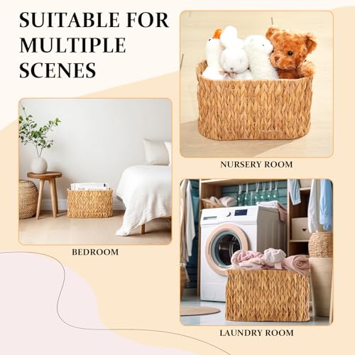 Maxdot Wicker Toilet Paper Storage Basket for 6 Rolls and 2 Gallon Wicker Trash Can Toilet Storage Holder with Handles Paper Water Hyacinth Boho Basket Set for Bathroom Home Compact Spaces by Maxdot - Image 6