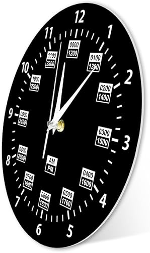 Miniatura 8 de Reloj de pared de 15 pulgadas, estilo militar, 24 horas, reloj de pared retro silencioso de cuarzo sin tictac, funciona con pilas, reloj de pared