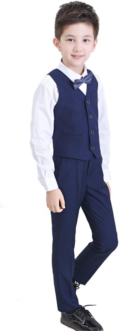 Gele Boy 4 Pieces Formal Wear Suit,Vest+Pants+Shirt+Bow Tie