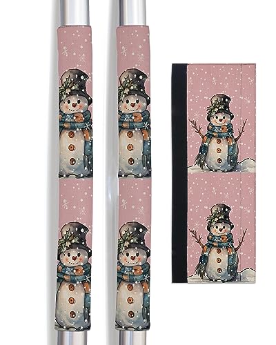 Blush Pink Snowflakes Refrigerator Door Handle Covers Set of 2 for Dishwasher Microwave Oven Fridge Stove Appliance Door Handles,Washable Kitchen Decor Accessories,Merry Christmas Winter Pine Leaves