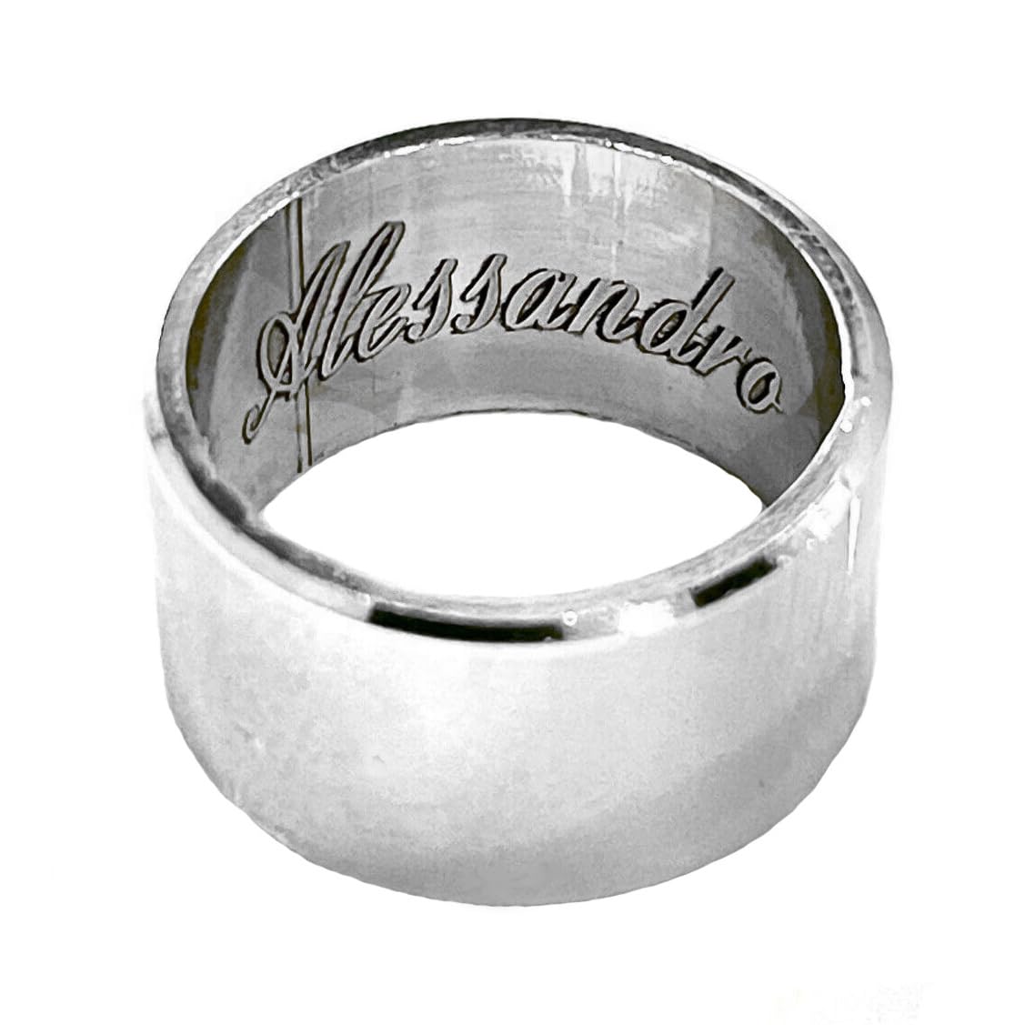 Anello a Fascia Larga Argento 925 Spesso Donna Uomo 10 mm Liscio Personalizzabile Personalizzato Incisione Made in Italy