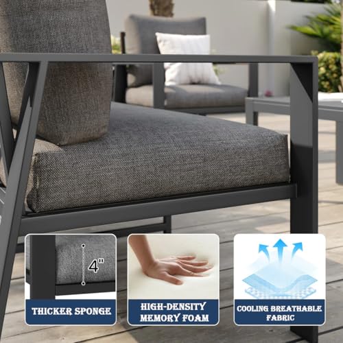 Image of Outdoor Loveseat Aluminum Patio Sofa for Small Space Weather-Resistant Patio Furniture with 4 inch Cushion for Garden, Porch, Poolside