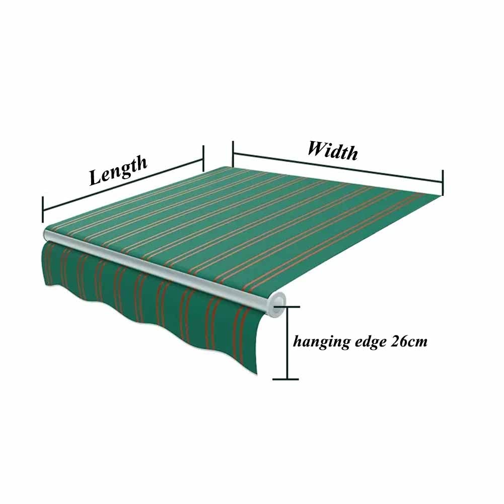 Tela de repuesto para toldo retráctil, cubierta de dosel 100% poliéster Refugio de sombrilla para exteriores para patio, balcón, protección UV para patio sin brazo telescópico (Color : Green, Size :
