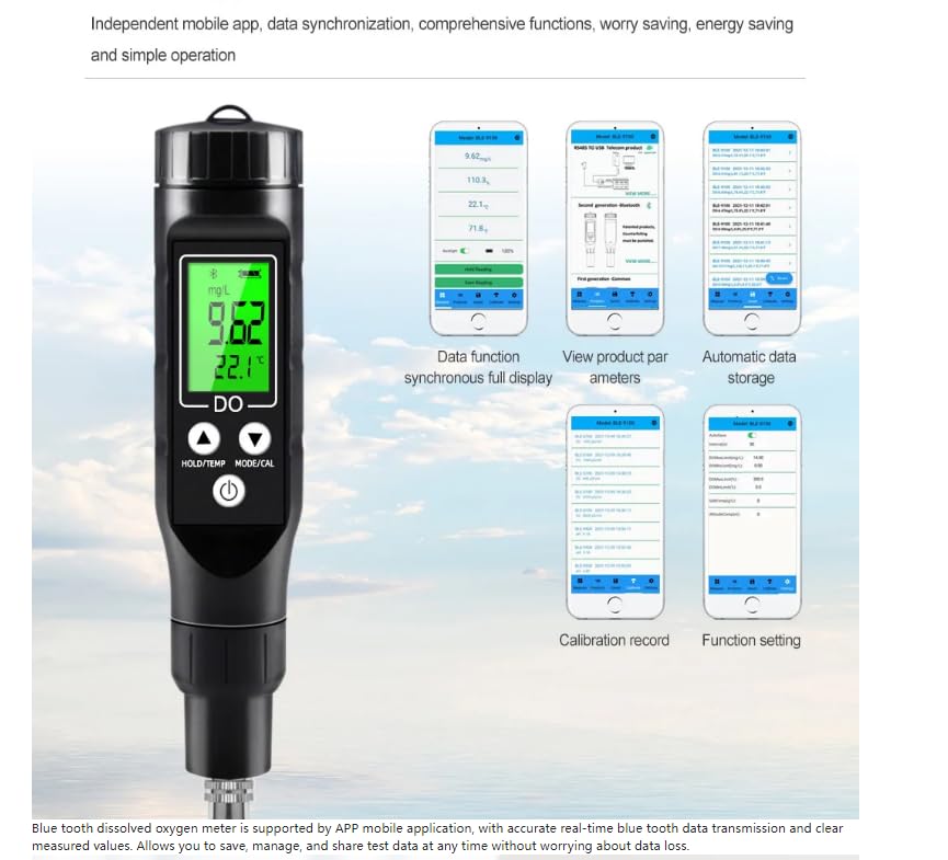 BLE-9100 Dissolved Oxygen Meter mobile app features