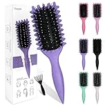 Sularpek Curly Hair Brush, Curl Defining Brush, Shaping Curls Boar Bristle Styling Hairbrushes for Women and Men (Purple)