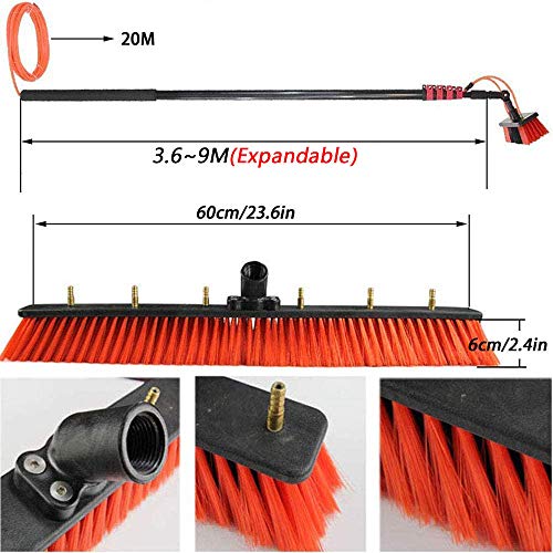 Nettoyeur extensible pour toit de véranda alimenté par eau avec brosse télescopique
