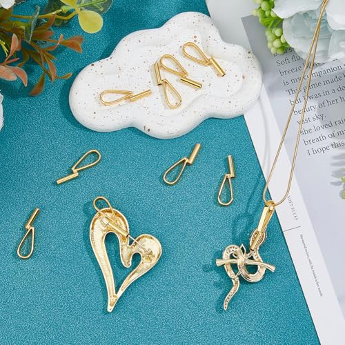 Image of SUPERFINDINGS 10Pcs Vertical Pin to Pendant Brooch Pendant Converters Golden Alloy Brooch Pin to Necklace Keychain Converters Tube Design with Bail Convert for Necklace Keychain Hair Rope