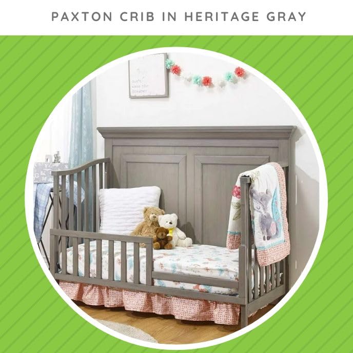 Image of Toddler Bed Safety Guard Rail for Sorelle Convertible Cribs - Solid Wood Rail for Convertible Crib to Toddler Bed Conversion - Safety Bed Rail for Children (Model #136, Heritage Gray)
