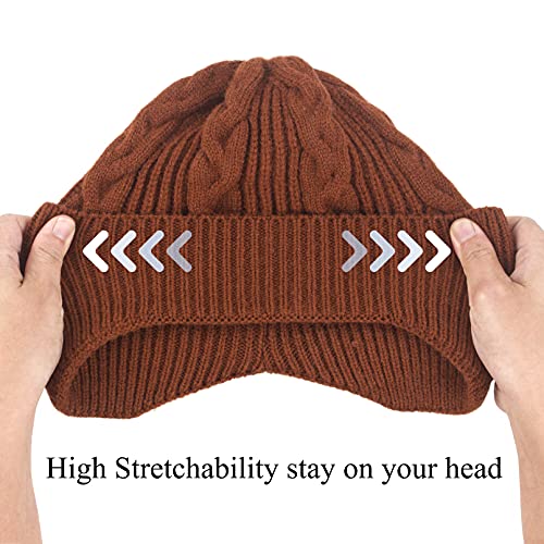Muryobao Womens Winter Beanie Hat Slouchy Knit Hats Soft Warm Ski Skull Cap With Ear Flaps Caramel #TOP3