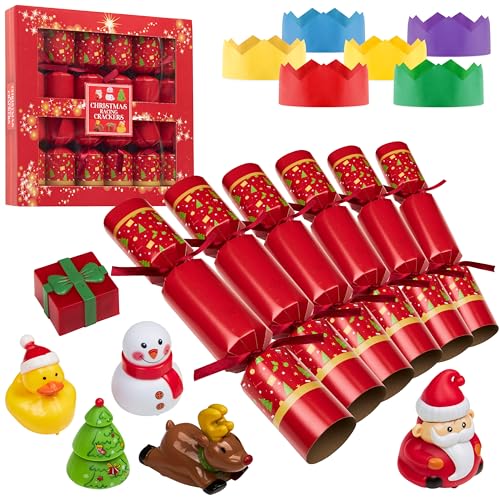 KreativeKraft Luxury Christmas Crackers, Pack of 6 Deluxe Xmas Crackers, Family-Friendly Novelty Xmas Gifts, Fun Party Table & Christmas Decorations (Multi Racing Toys)