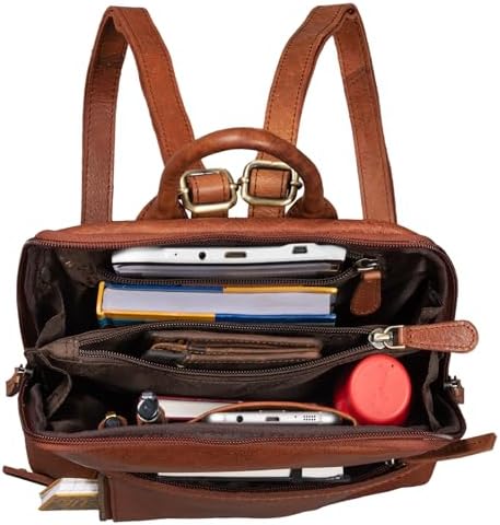STILORD Hagen Leren Rugzak Dames en Heren Studenten Rugzak Laptop Rugzak 17 inch Leren School Rugzak Dagrugzak Heren Kleur:calais - bruin