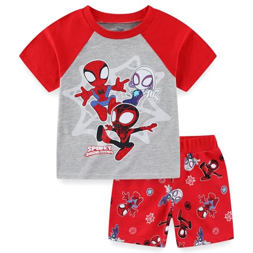 Image of Marvel Spidey and His Amazing Friends Boys Short Sleeve T-Shirt and French Terry Shorts Set for Toddlers