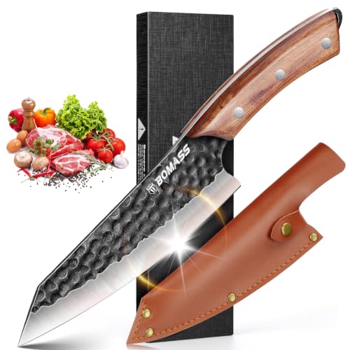 BOMASSFORGE Japanese Chef Knife, Hand Forged Kitchen Santoku Knife