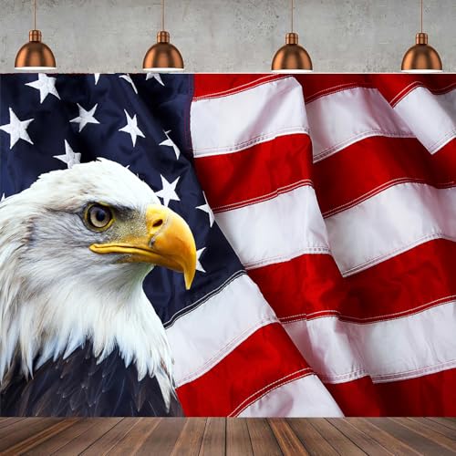 American Flag Bald Eagle Backdrop 7x5ft – Patriotic Red White