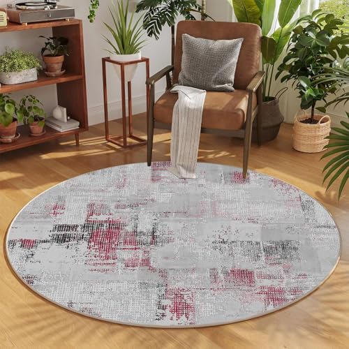 OWUFFY Round Rug, 48" (4') Carpet, Non Slip Floor Mat,