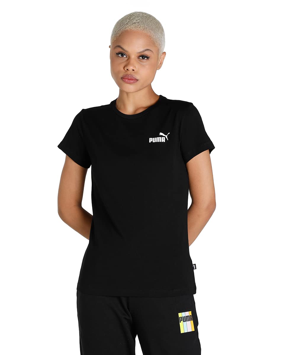 Puma Women's Black Ess Small Logo Regular Fit T-Shirt in Size 14, Sports Direct