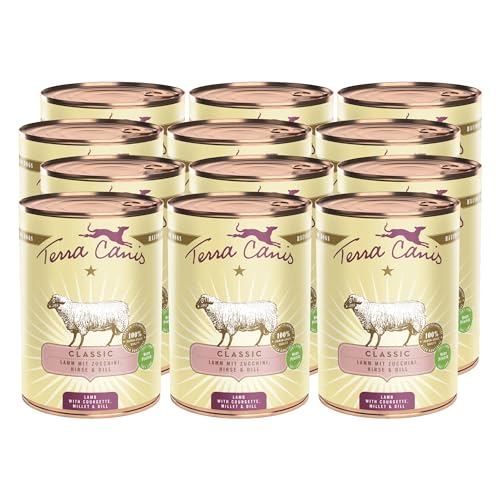 Terra Canis Lamm, Zucchini, Hirse & Dill - Classic Nassfutter, 12x400g I Premium Hundefutter in 100% Lebensmittelqualität Aller Rohstoffe I Reichhaltig & gesund, allergen- & getreidearm, glutenfrei