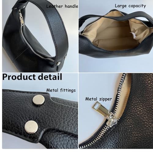 Image of Hobo Women's PU Leather Shoulder Tote Clutch Crescent Slouchy Bag with Zipper Closure and Top Handle