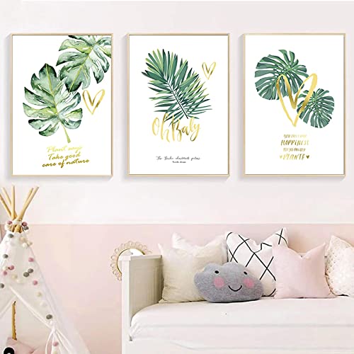 Art mural plante feuilles vertes pour un salon zen | Toile 40x60cm