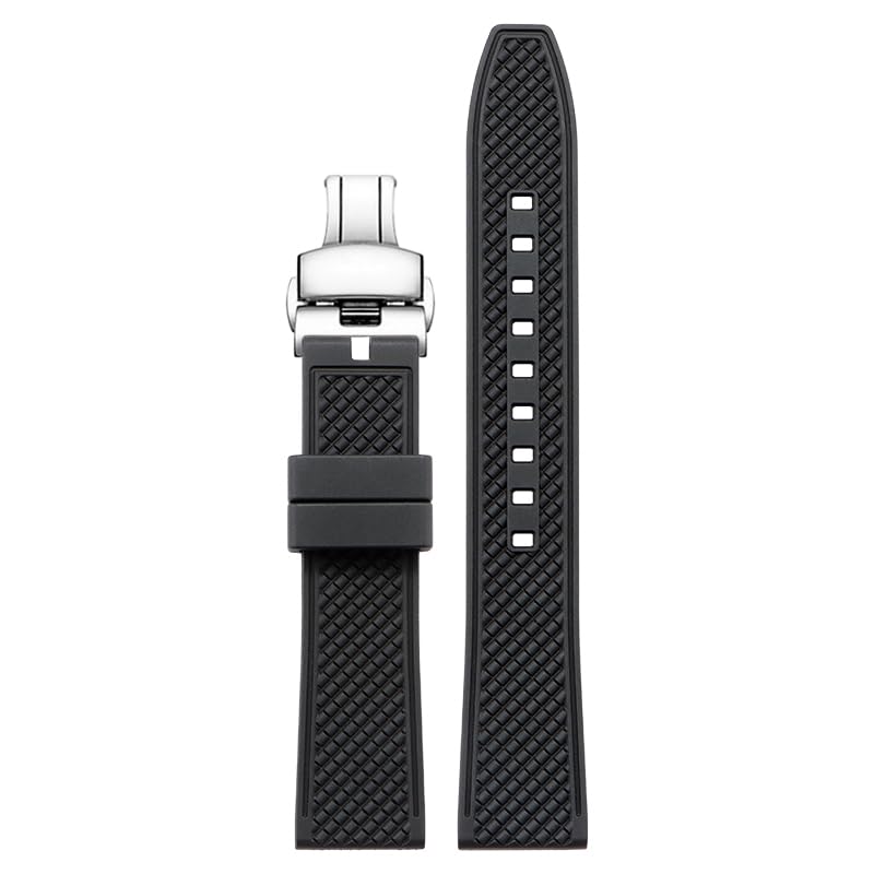 Bracelet de montre en fluoroélastomère 21mm noir Khaki Field Navy