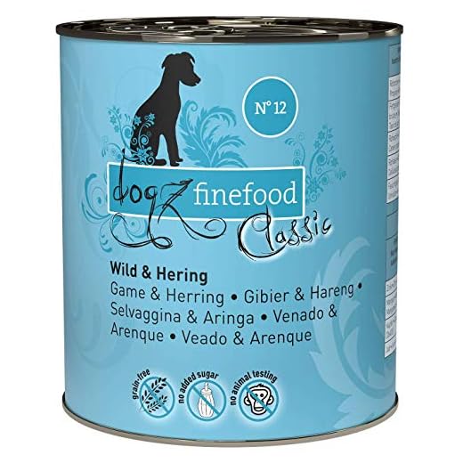 dogz finefood hundfoder våt – N° 12 Wild & Sill – finkostnad våtfoder för hundar och valpar – fri från frakt och socker – hög kötthalt, 6 x 800 g burk