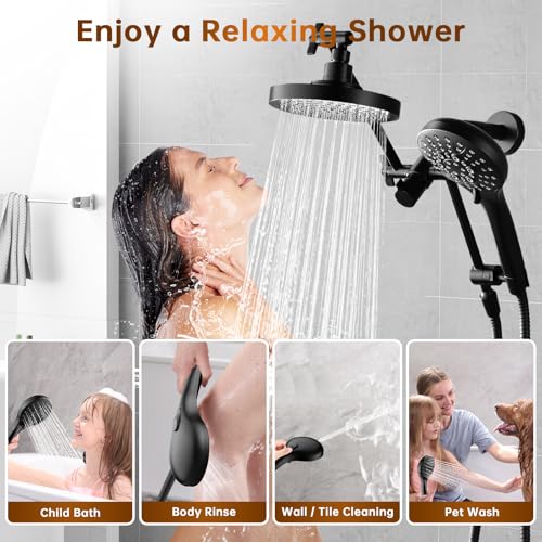 Ensemble de douche double pommeau design avec bras d'extension en métal - 8