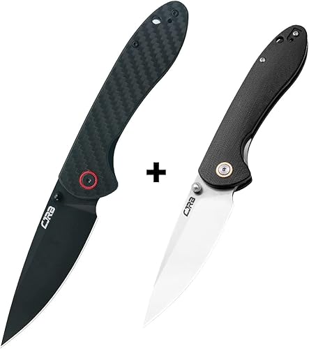 CJRB Feldespato grande con pequeño compañero de cuchillo EDC negro