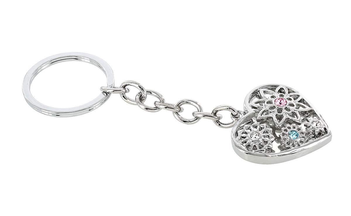 Baron-JewelryBaron-Jewelry Beautiful Heart Key Chain with Clear Swarovski Crystals and Silver Night Swarovski Crystals