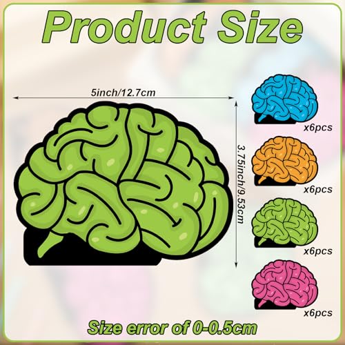 Image of AmazingSpark 24 Pcs 600 Sheets Brain Shaped Notepads Set Colorful Portable Memo Pads 5 x 3.75 Inches Thick Waterproof Cover & Blank Pages, Fun Novelty Stationery for School Office Gifts