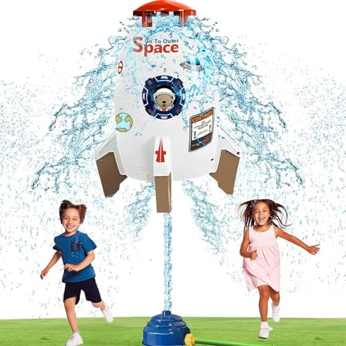 VikriDA Outdoor Toys for Toddlers 1-3,Sprinkler for Kids, Backyard Water Rocket Toys for Kids Ages 4-8, Summer Splashing Gift for 3 4 5 6 7 8 Year Old