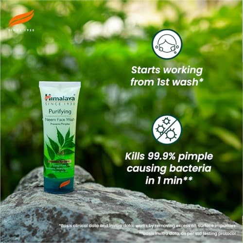 Image of Himalaya Purifying Neem Face Wash|Clears and Prevents Pimples & Acne|Made with 5 parts of Neem|New & Best Ever clinically Proven formula|Gently Cleanses|For men and women|150 ml (Pack of 1)