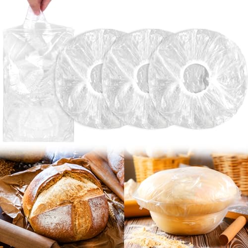 50PCS Bowl Covers for Bread Proofing, Reusable Elastic Sourdough Bread Baking Cover, Plastic Bowl Covers for Bread Rising, Stretchable Plastic Wrap for Storage Containers