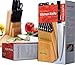 Utopia Kitchen 13 Piece Knife Set with Wooden Block - Chef, Bread, Carving, Utility, Paring, Steak Knives, Scissors - Black