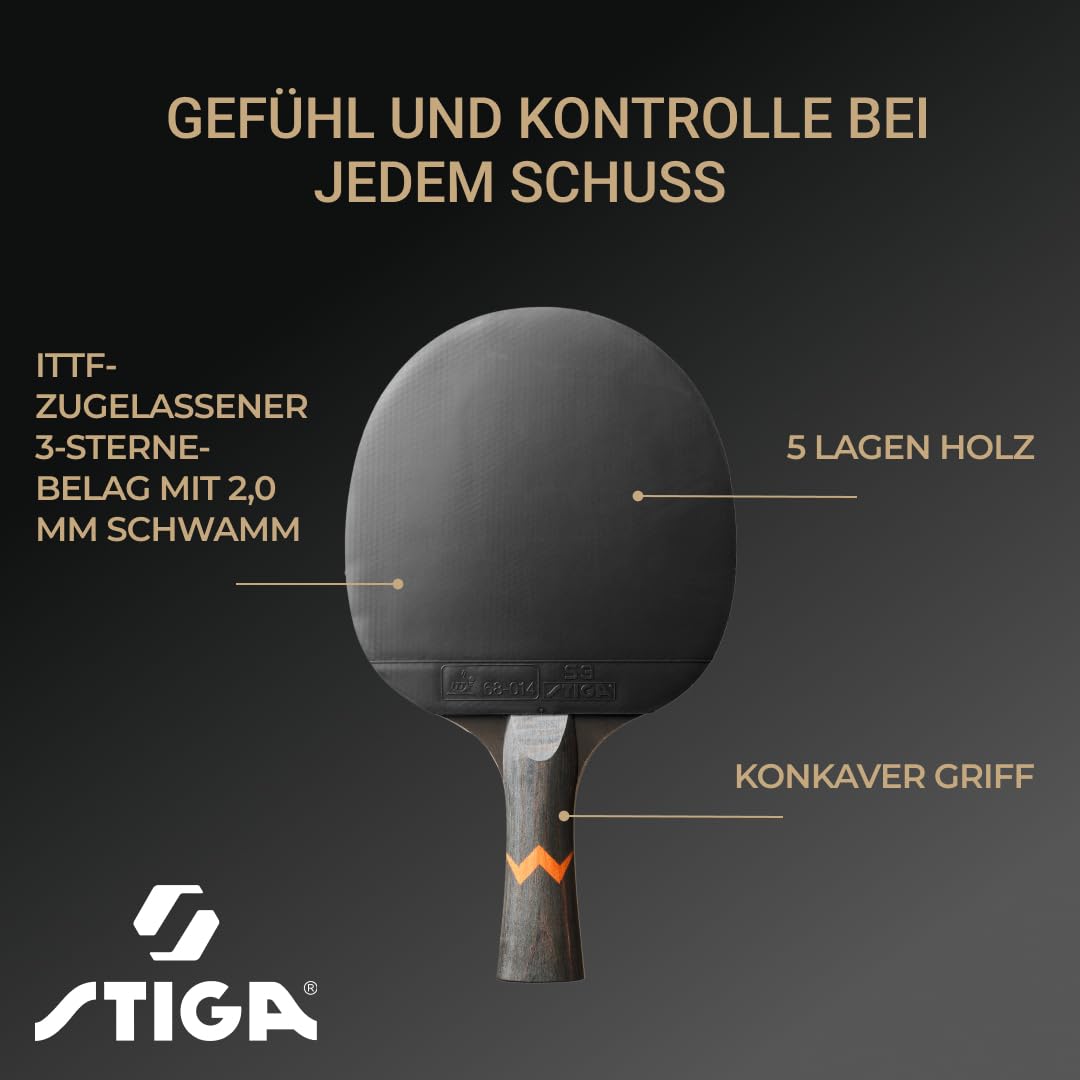 STIGA Royal WRB Tischtennisschläger - Hochleistungs-Offensivschläger mit 3-Sterne Bewertung, ITTF-zertifiziertem Belag und WRB-Technologie - Perfekt für Fortgeschrittene und Profis
