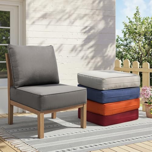 Image of Outdoor Cushion Set for Patio Furniture, UV Resistant, Water Resistant - 6 Inch Thick Foam Garden Cushions- 24x24 Inch Patio Seat Covers for Chair /Sofa /Couch | Grey | 10-Pack |