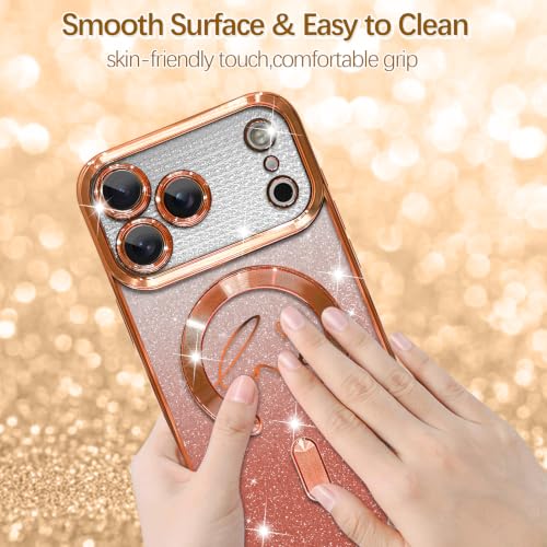 Image of ZIYE Magnetic Case Designed for iPhone 18 Pro Max Glitter Case -Orange