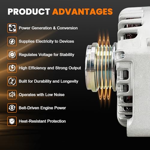 Image of 11654 130A Alternator for Chevrolet Cruze 2012-2015 1.4L Turbo | Fits Cruze Limited 2016; 12V 5-Groove Clutch Pulley, Replaces 13581891 13588290 13597227