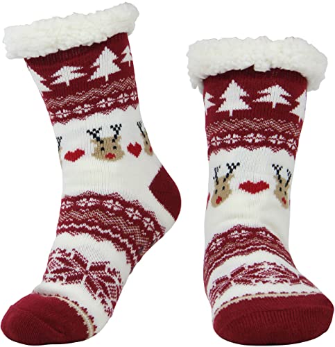 Image of BenSorts Women Winter Thick Slipper Socks with Grippers Warm Fuzzy Socks